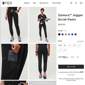FIGS Zamora jogger scrub pants in black size small